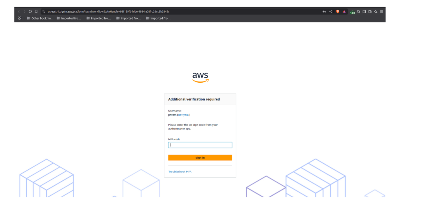 AWS Sign-in screen 2