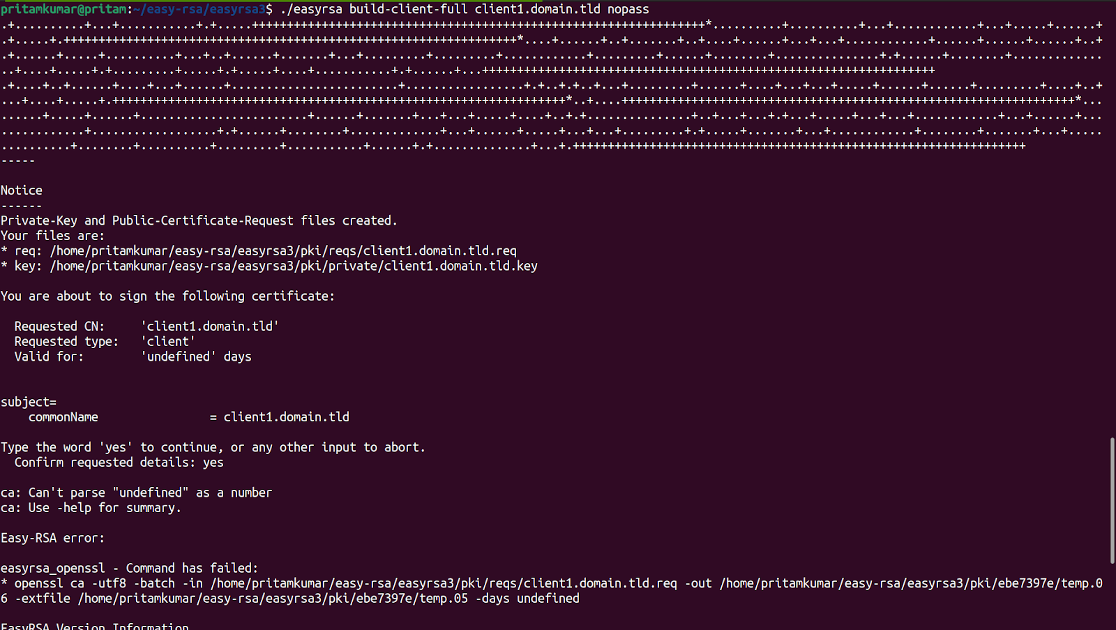 build client full client nopass command