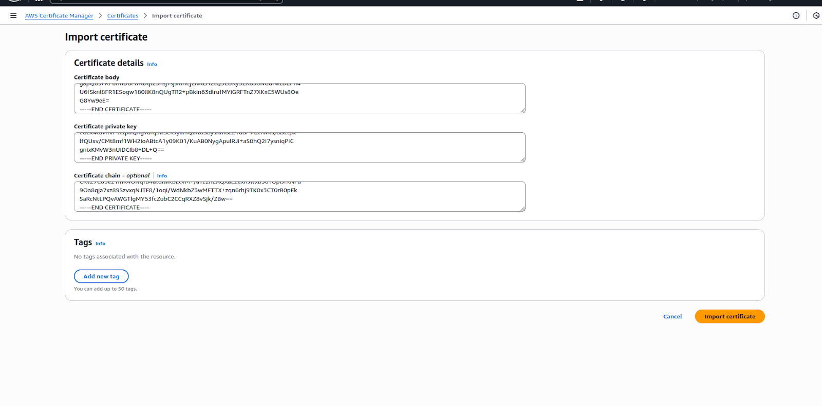 AWS Certificate Screenshot