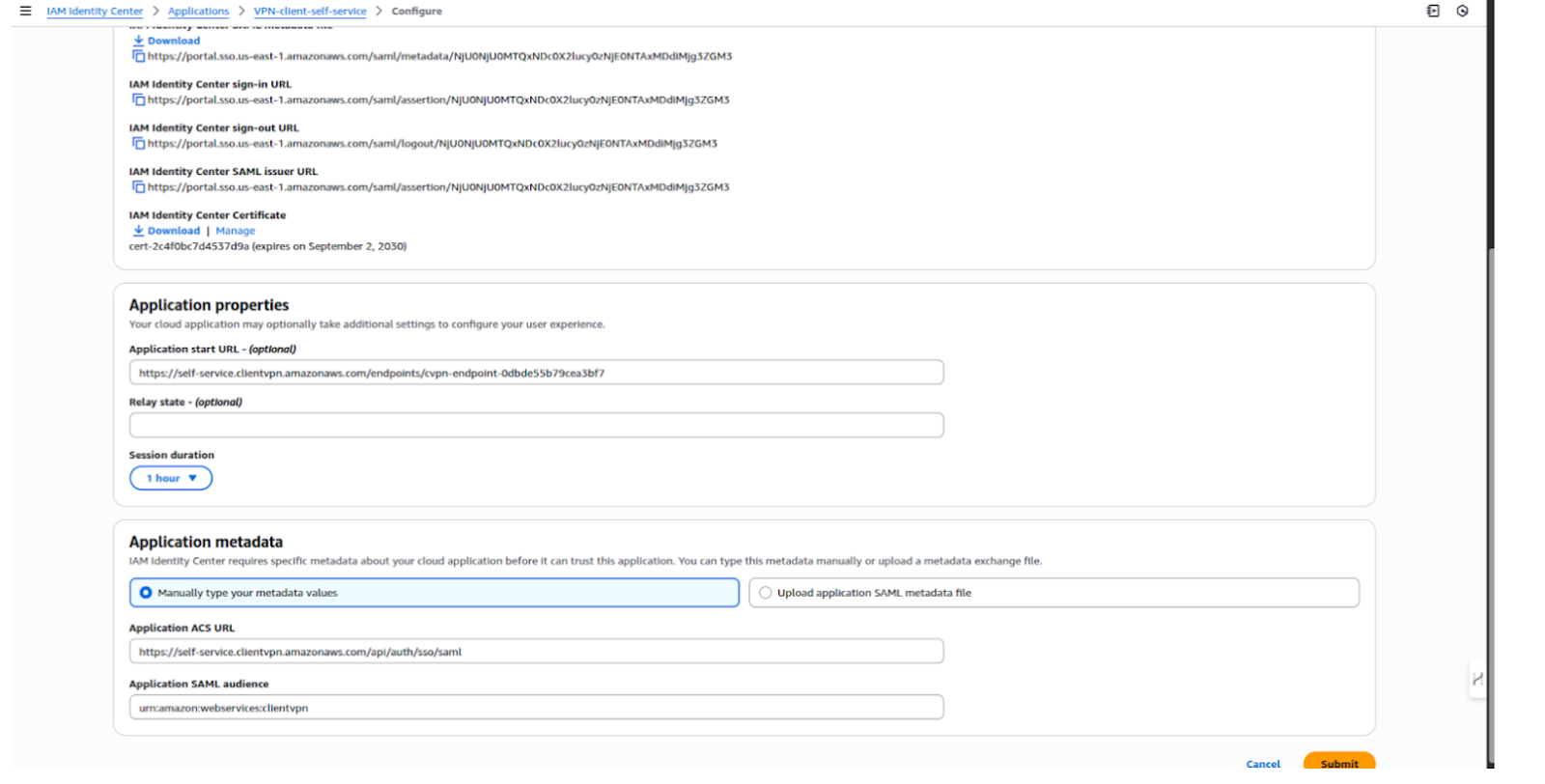 VPN client screenshot