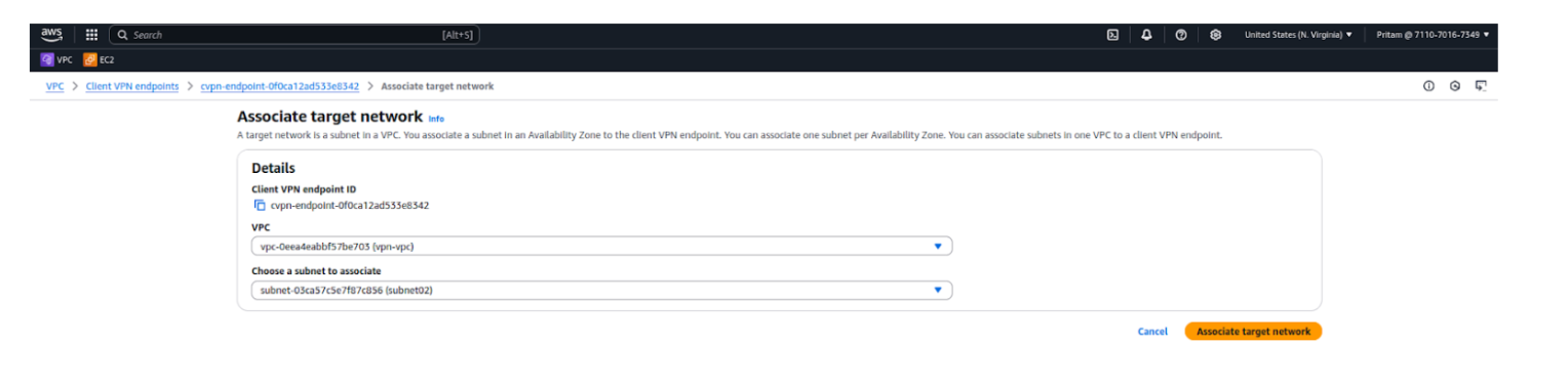 Associate target network screenshot