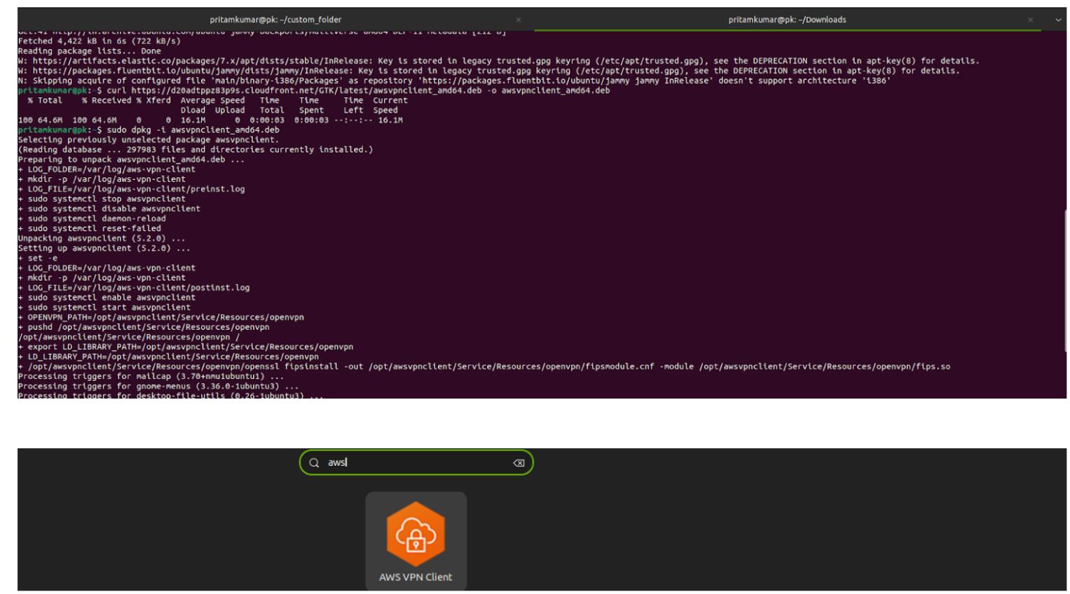 Linux terminal and VPC client image