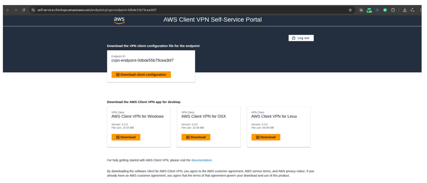 AWS Client VPN portal