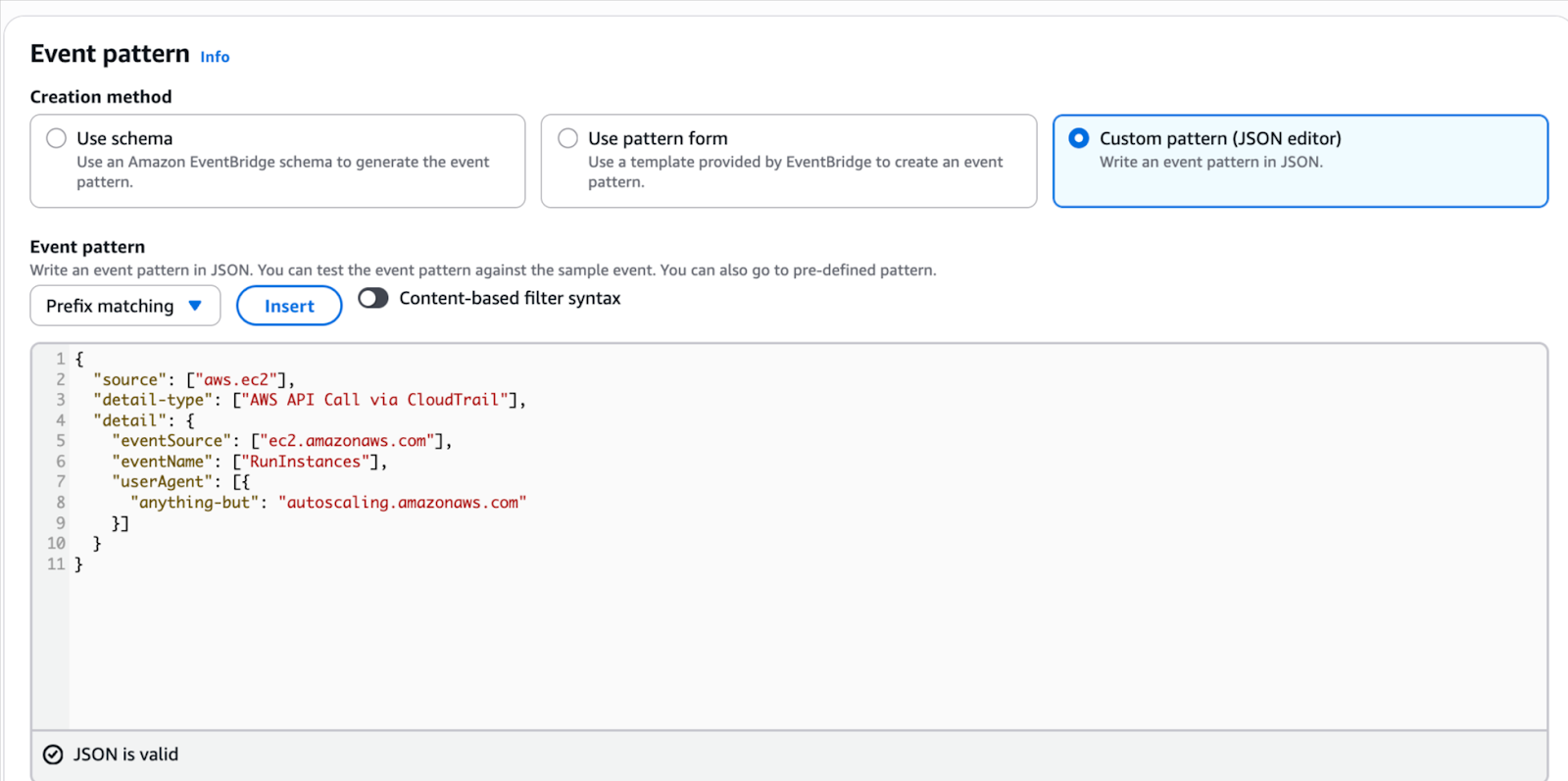 Event pattern Json Editor
