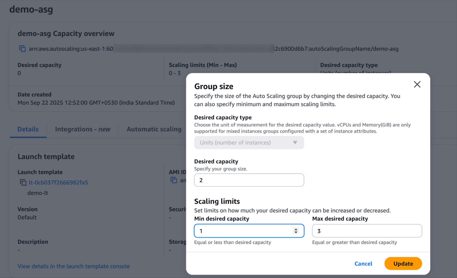 Create an ASG and set the desired capacity 2