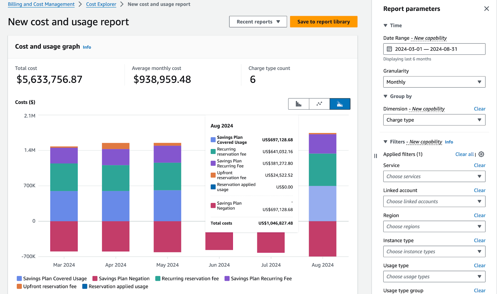 New Cost and Usage report from AWS Cost Explorer 