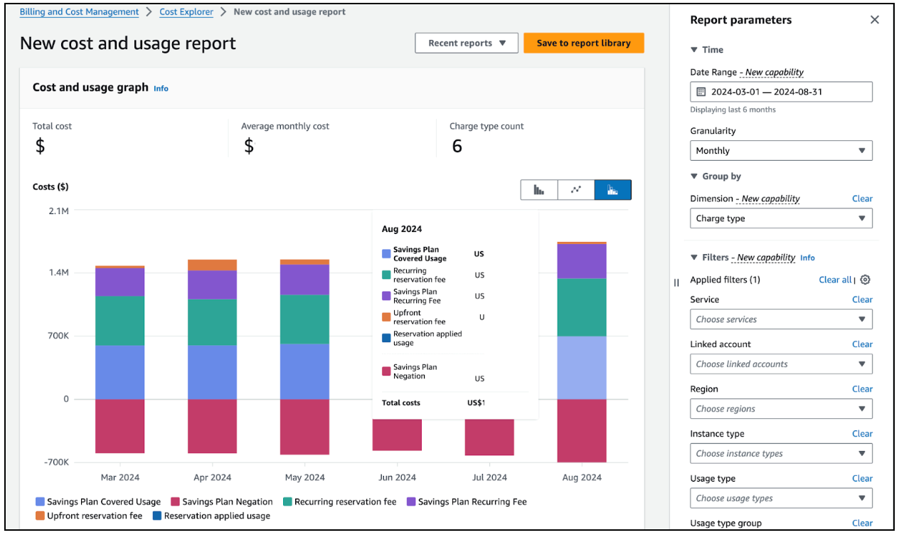 New Cost and Usage report from AWS Cost Explorer 